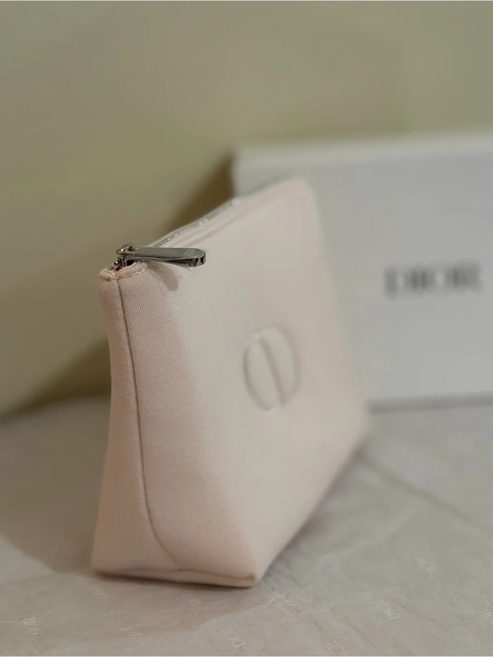 Dior Pale Pink CD Embroidered Cosmetic Pouch